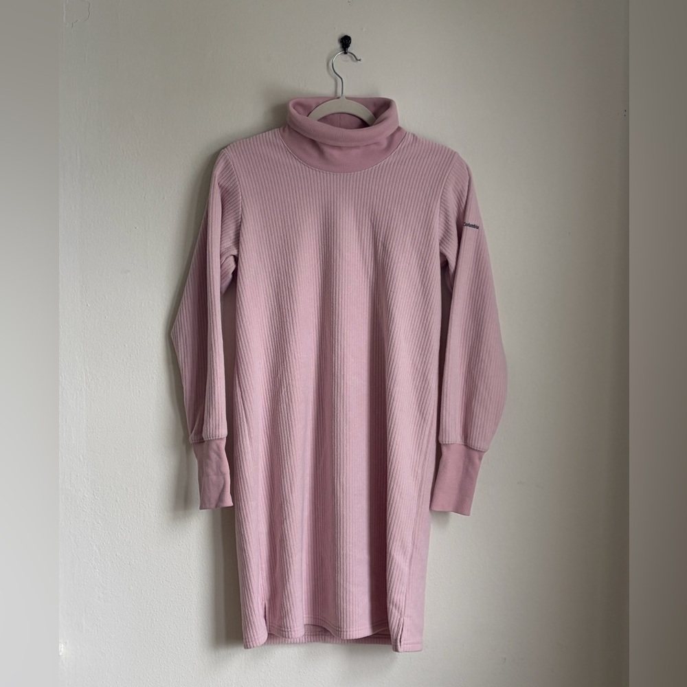 Columbia Pink Fleece Ribbed Turtleneck Dress